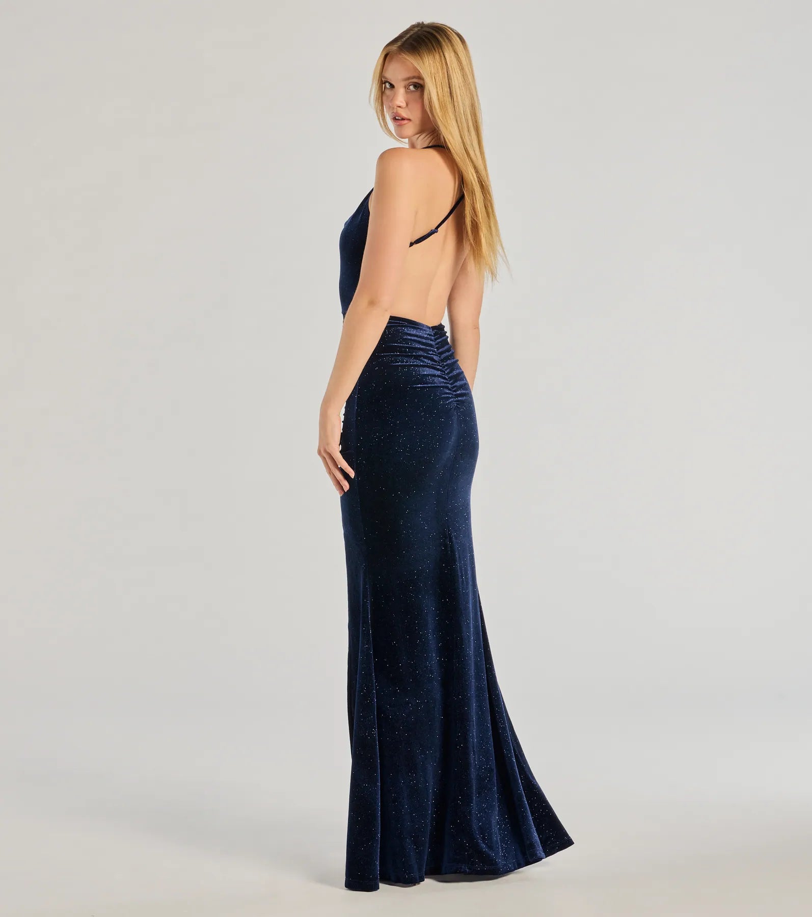 Lyric Velvet Glitter Open Back Mermaid Dress - Image 2