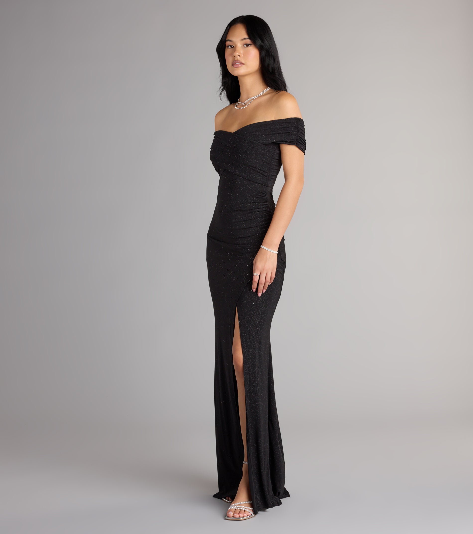 Giada Glitter Knit Off-the-Shoulder Column Dress - Image 8
