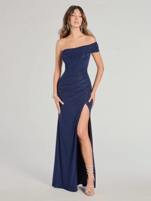Malani Glitter Knit One-Shoulder Formal Dress