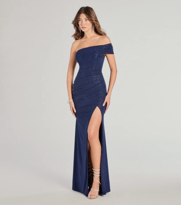 Malani Glitter Knit One-Shoulder Formal Dress - Image 4