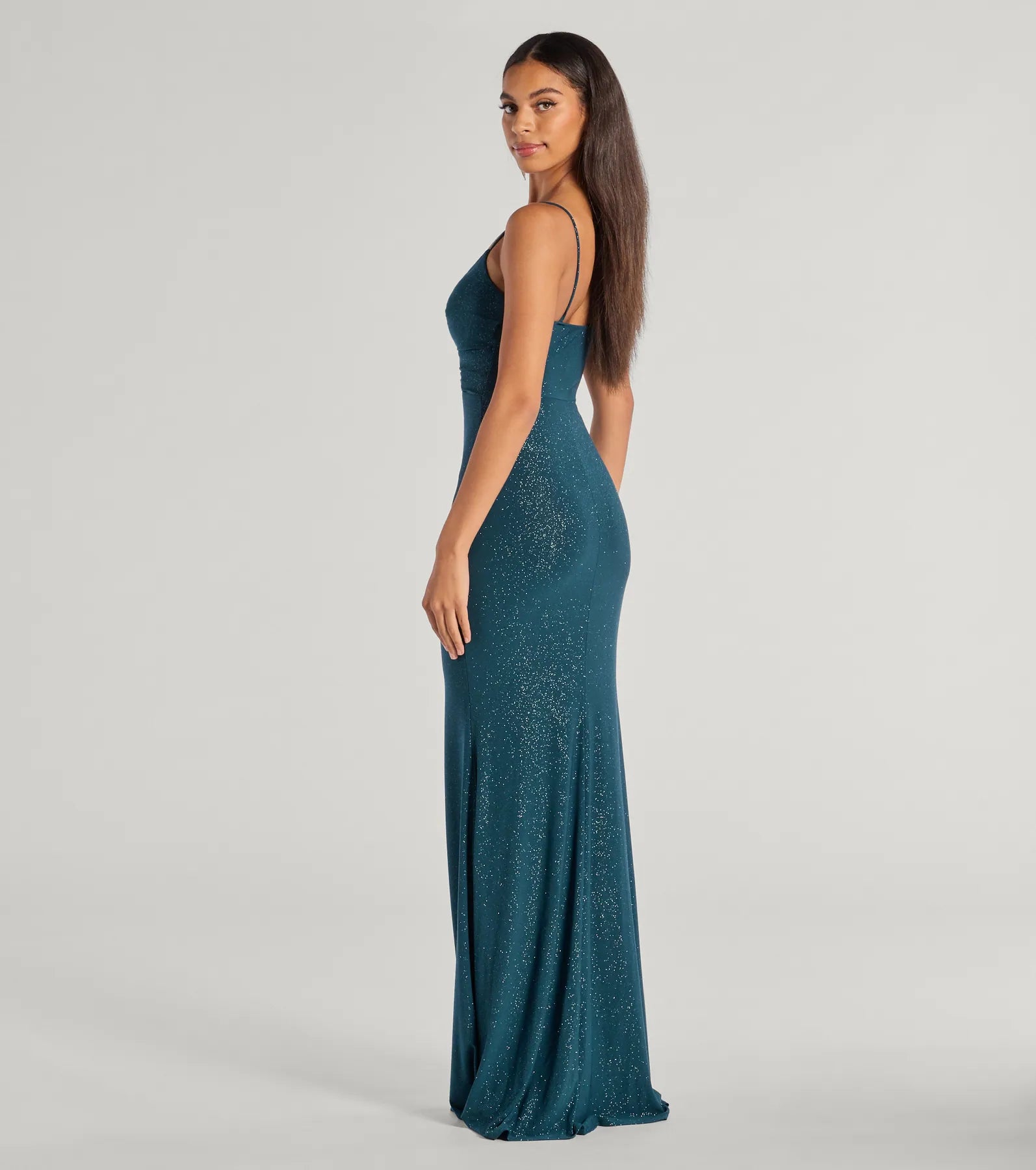Della Glitter Knit Twist-Front Cutout Mermaid Dress - Image 2