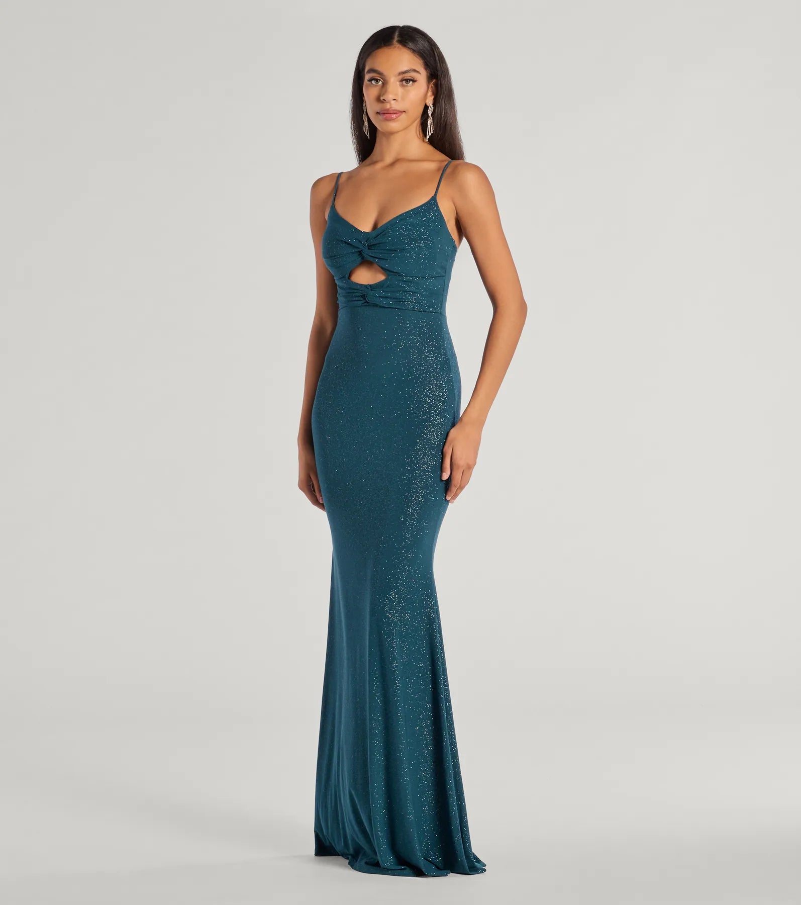 Della Glitter Knit Twist-Front Cutout Mermaid Dress - Image 4