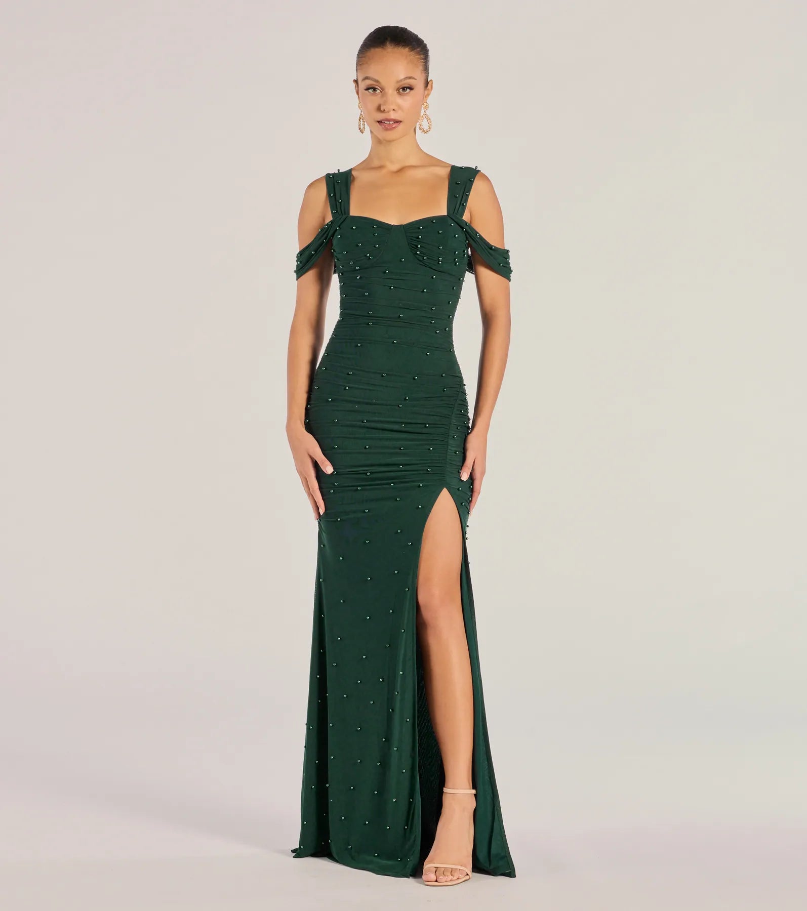 Fay Off The Shoulder Faux Pearl Mermaid Dress - Image 5