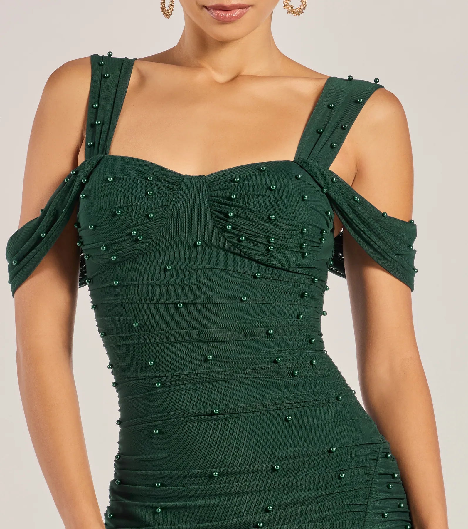 Fay Off The Shoulder Faux Pearl Mermaid Dress - Image 7
