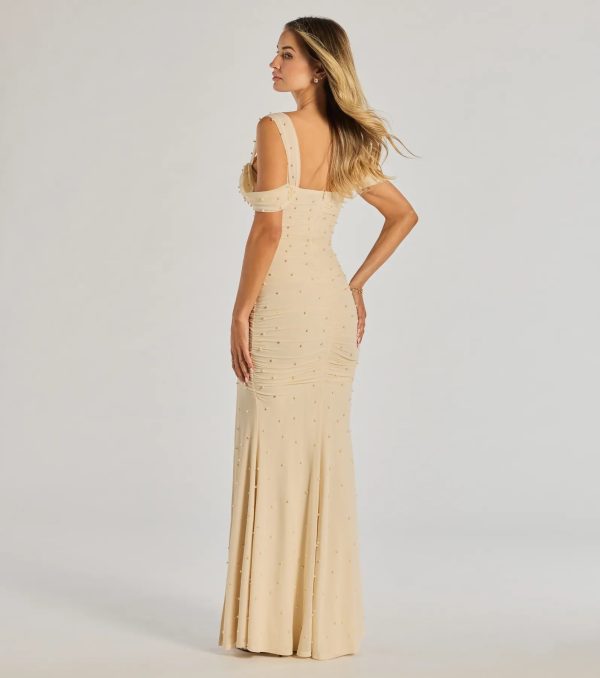 Fay Off The Shoulder Faux Pearl Mermaid Dress - Image 2