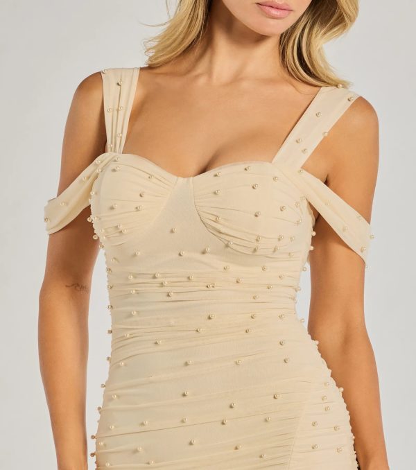 Fay Off The Shoulder Faux Pearl Mermaid Dress - Image 4