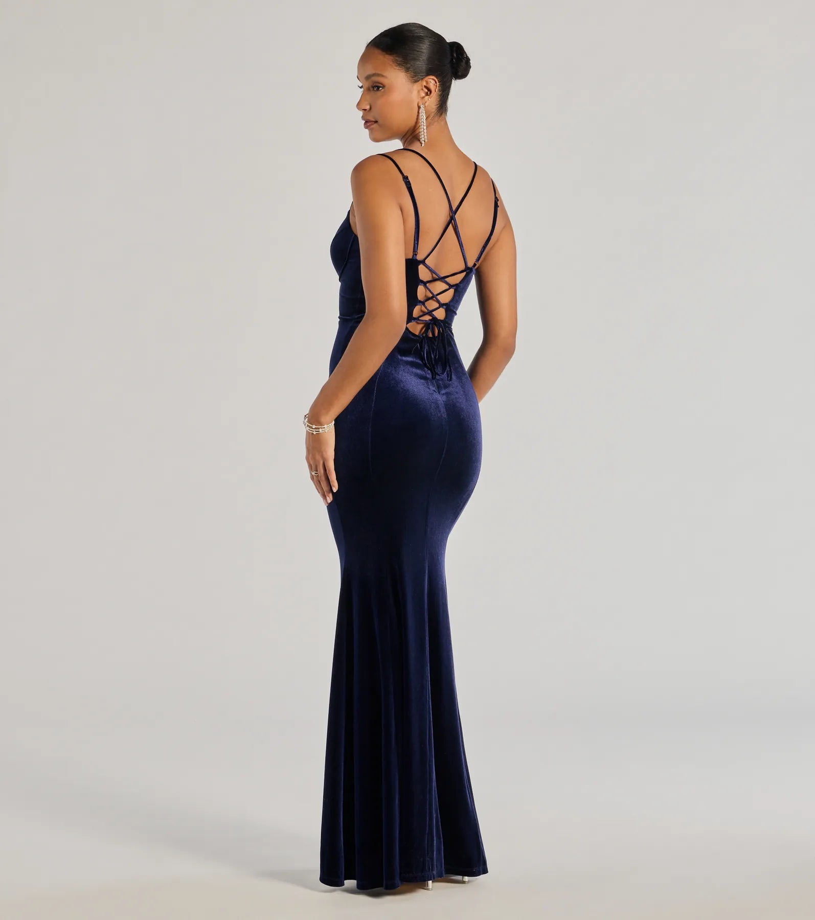 Jayne Velvet Lace-Up Mermaid Corset Dress - Image 2