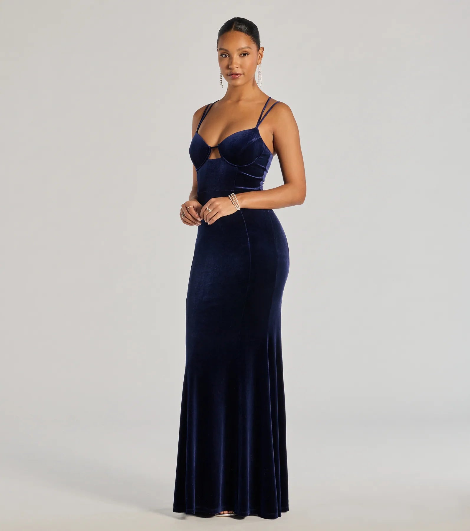 Jayne Velvet Lace-Up Mermaid Corset Dress - Image 4