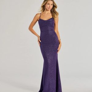 Rae Lace-Up Glitter Mermaid Dress