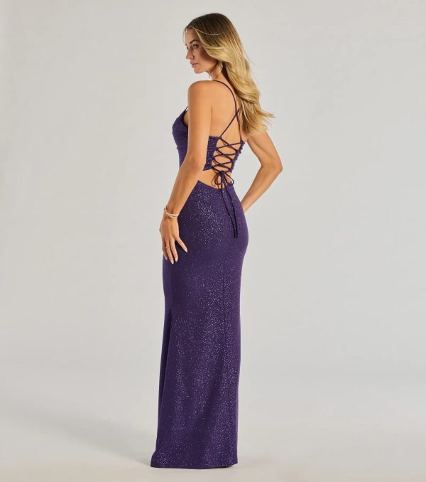 Rae Lace-Up Glitter Mermaid Dress - Image 2