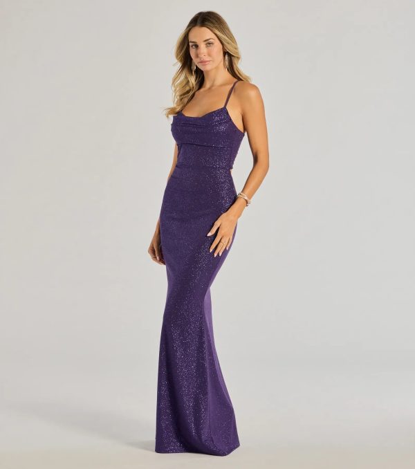 Rae Lace-Up Glitter Mermaid Dress - Image 4