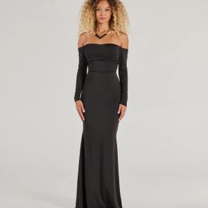 Haven Knit Off-The-Shoulder Lace-Up Mermaid Dress