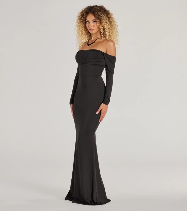 Haven Knit Off-The-Shoulder Lace-Up Mermaid Dress - Image 4