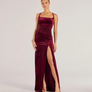 Christina Lace-Up Back Velvet Dress