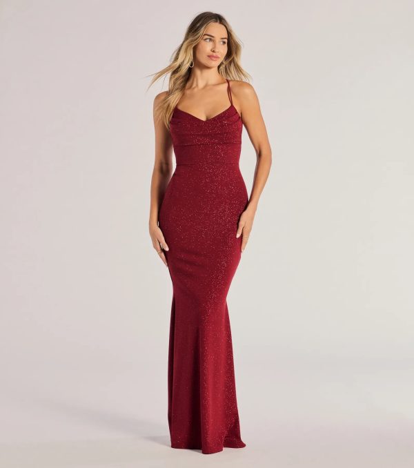 Rae Lace-Up Glitter Mermaid Dress - Image 5