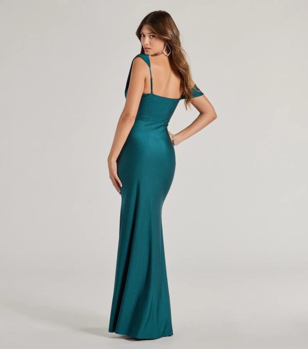 Cynthia One-Shoulder Cowl Neck Mermaid Dress - Image 2