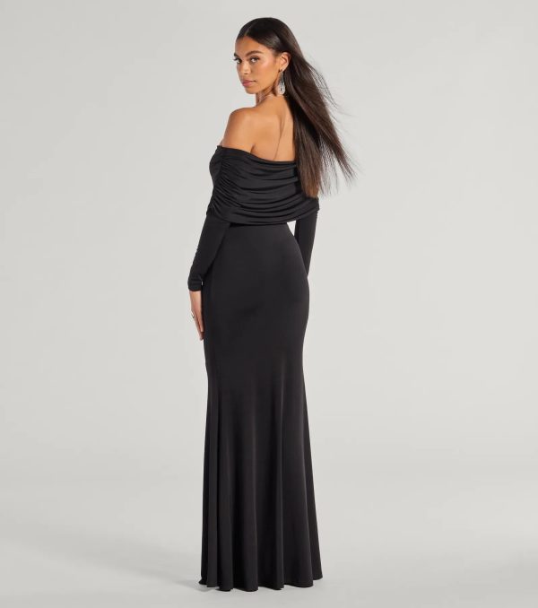 Carmen Off-The-Shoulder Long Sleeve Column Dress - Image 3
