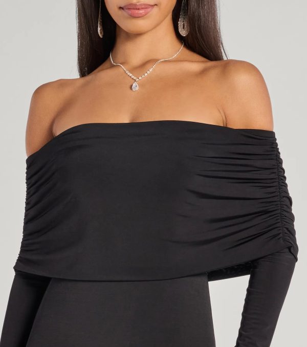 Carmen Off-The-Shoulder Long Sleeve Column Dress - Image 4