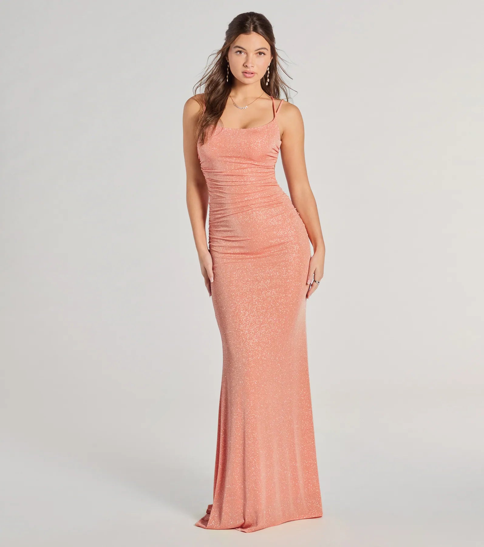 Rylie Formal Glitter Lace-Up Column Dress - Image 18