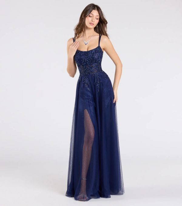 Leslie Floral Applique Lace Up A-Line Formal Dress - Image 5