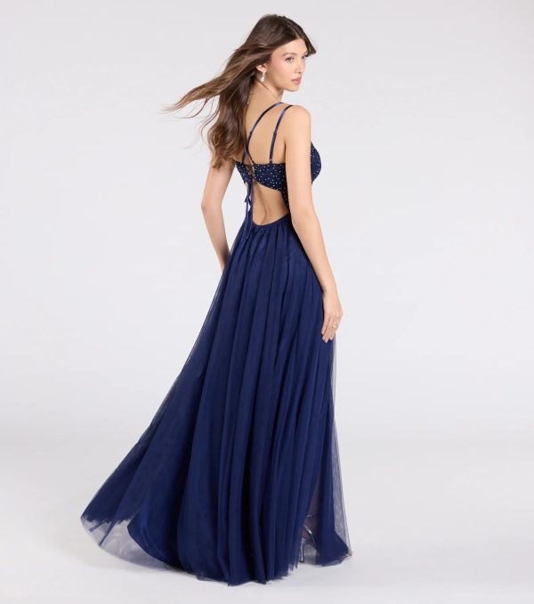 Leslie Floral Applique Lace Up A-Line Formal Dress - Image 6