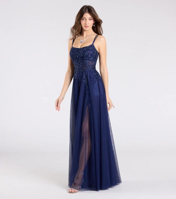 Leslie Floral Applique Lace Up A-Line Formal Dress - Image 8