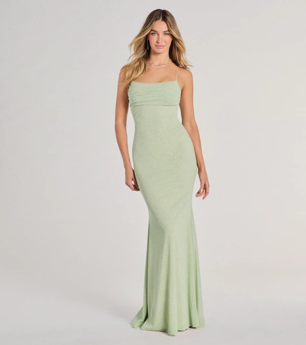 Molly Lace-Up Mermaid Glitter Formal Dress - Image 5
