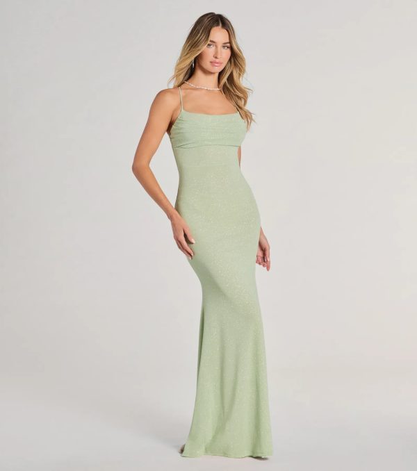 Molly Lace-Up Mermaid Glitter Formal Dress - Image 8