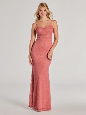 Lylah Lace Cowl Neck Mermaid Dress