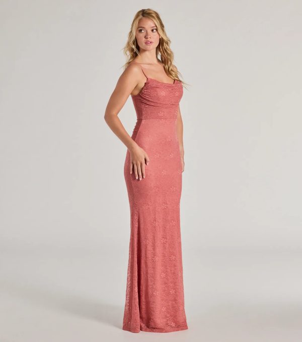 Lylah Lace Cowl Neck Mermaid Dress - Image 4