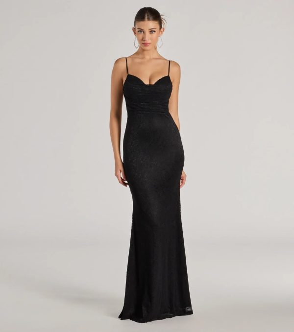 Lylah Lace Cowl Neck Mermaid Dress - Image 5