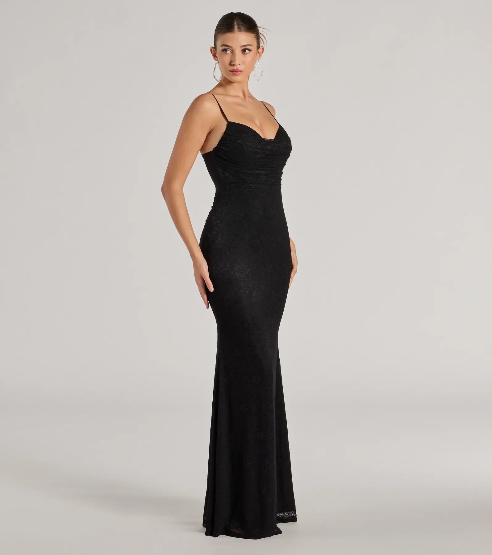 Lylah Lace Cowl Neck Mermaid Dress - Image 8