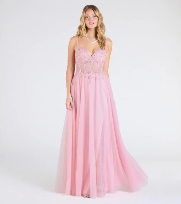 Fatima V-Neck Embroidered A-Line Tulle Dress - Image 9