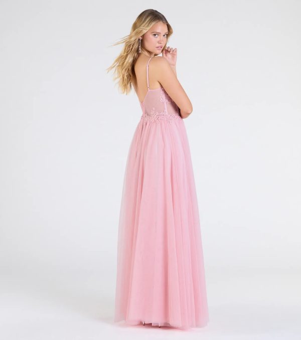Fatima V-Neck Embroidered A-Line Tulle Dress - Image 10