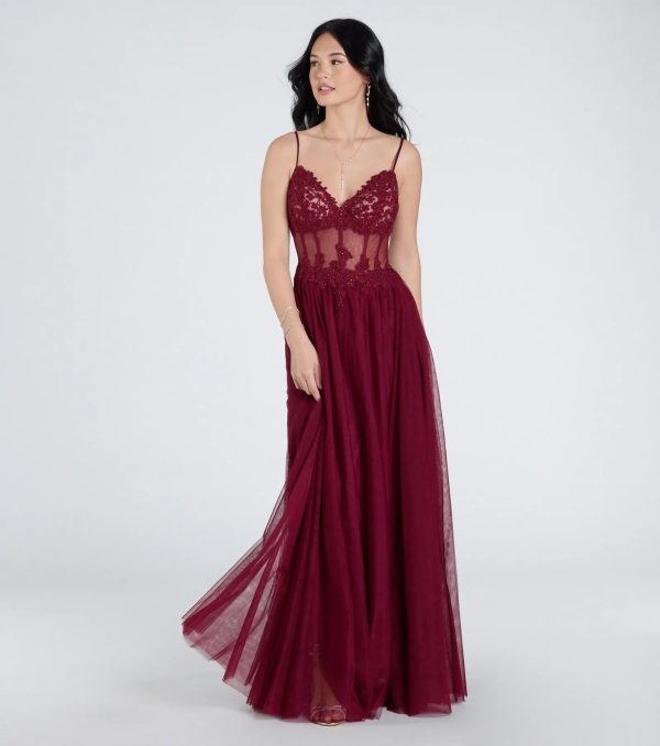Fatima V-Neck Embroidered A-Line Tulle Dress - Image 13