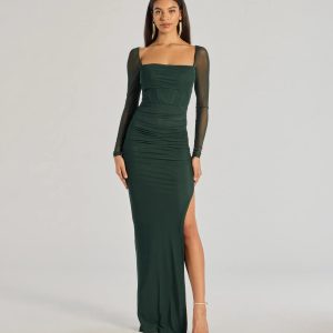 Ashlynn Long Sleeve Corset Column Formal Dress