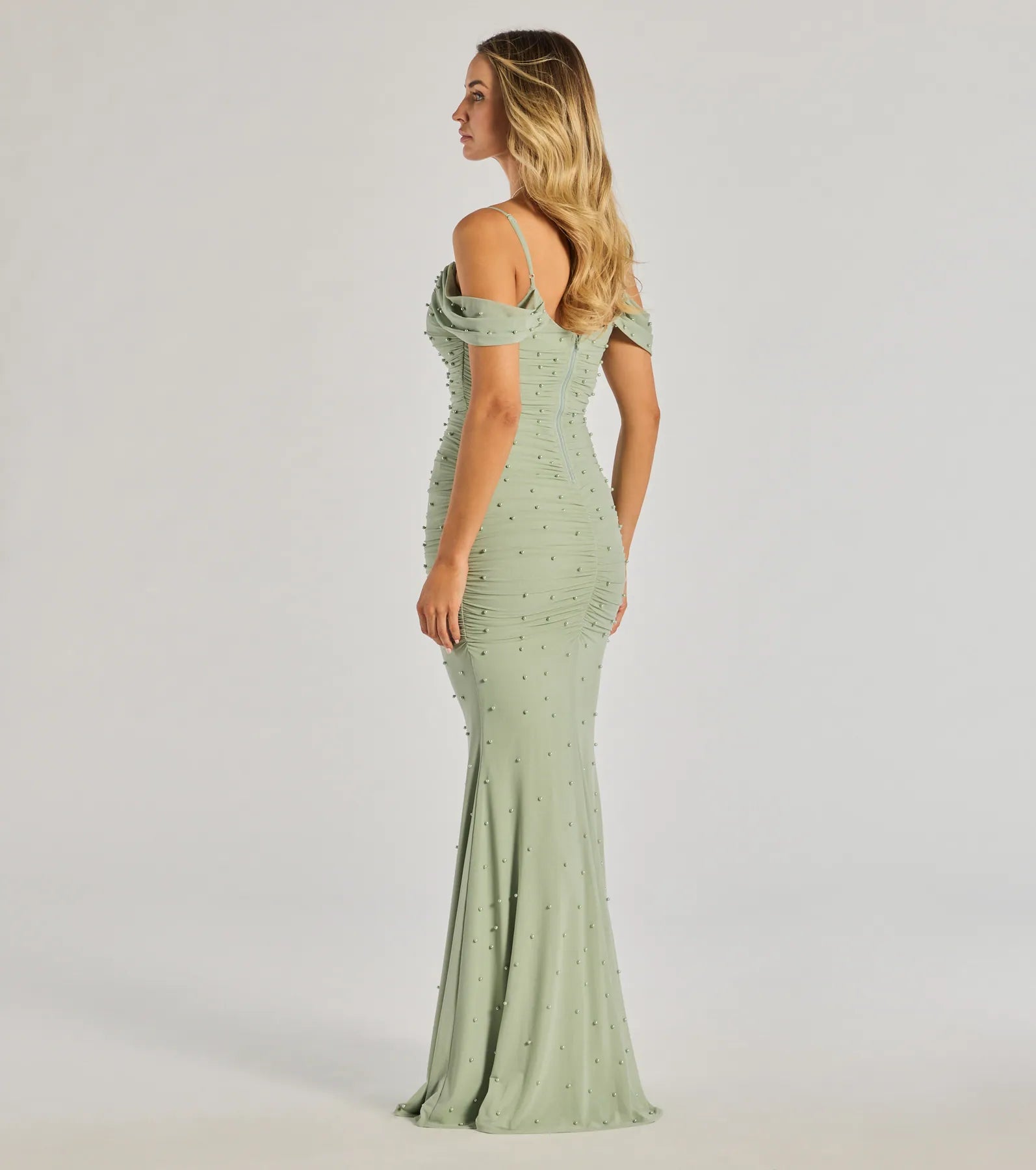 Charlene Formal Faux Pearl Mesh Mermaid Dress - Image 10