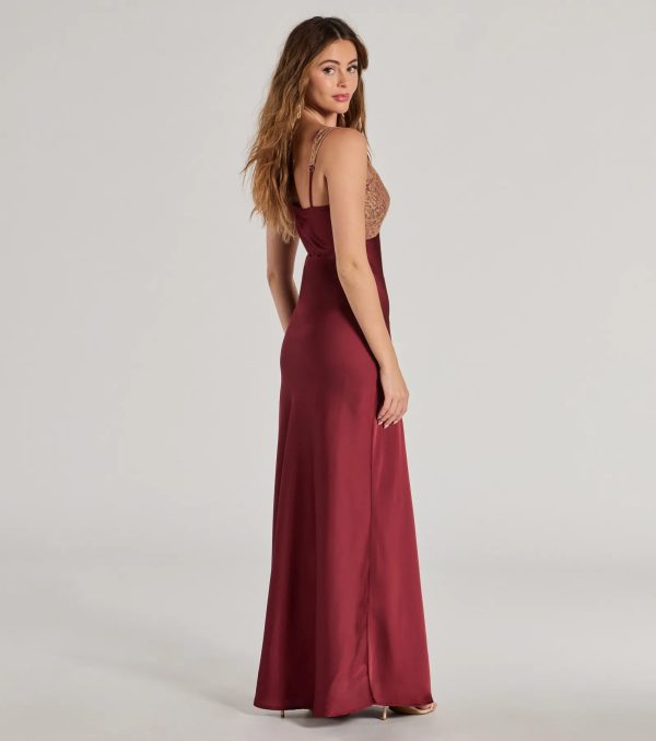 Deirdre Satin and Lace Sleeveless Mermaid Dress - Image 2