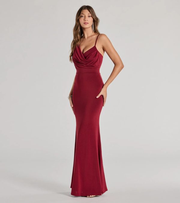 Margot One-Shoulder Cowl Neck Mermaid Dress - Image 2