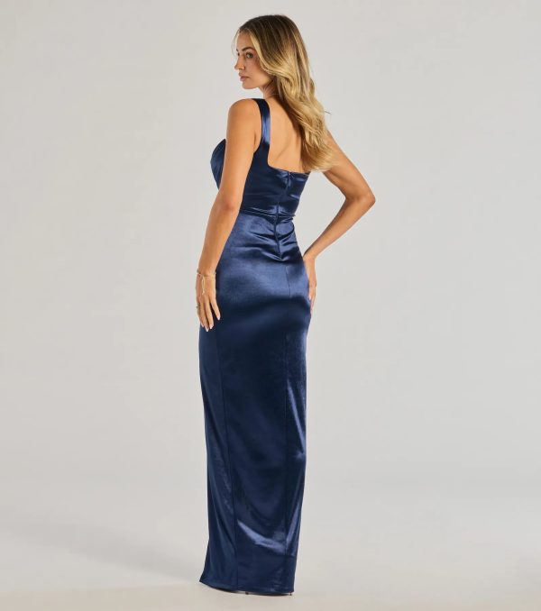 Niccola Satin Sweetheart Wrap Dress - Image 2