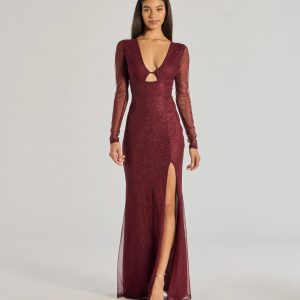 Alanna Glitter Mesh Long Sleeve Mermaid Dress