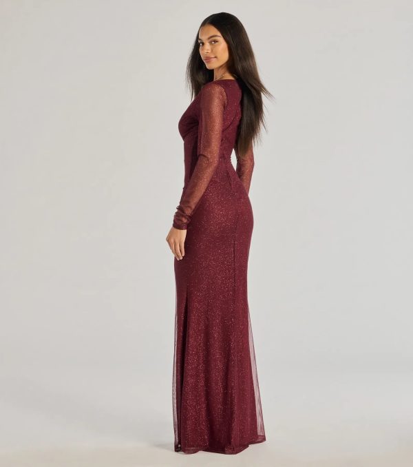 Alanna Glitter Mesh Long Sleeve Mermaid Dress - Image 2
