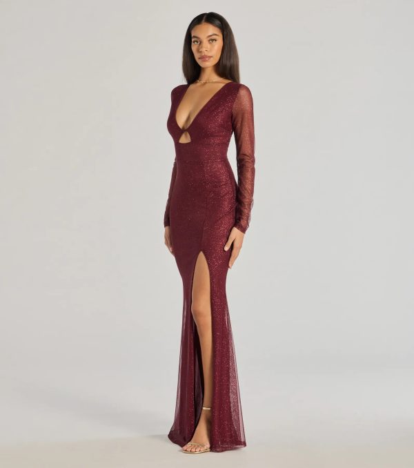 Alanna Glitter Mesh Long Sleeve Mermaid Dress - Image 4