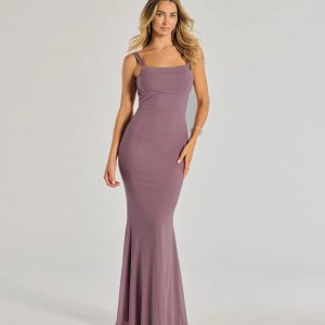 Mishka Strappy Open Back Mesh Mermaid Formal Dress