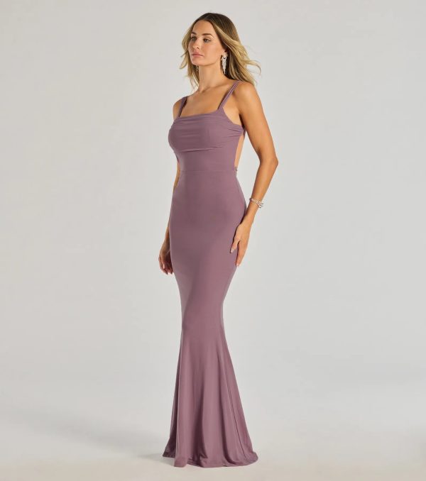 Mishka Strappy Open Back Mesh Mermaid Formal Dress - Image 4