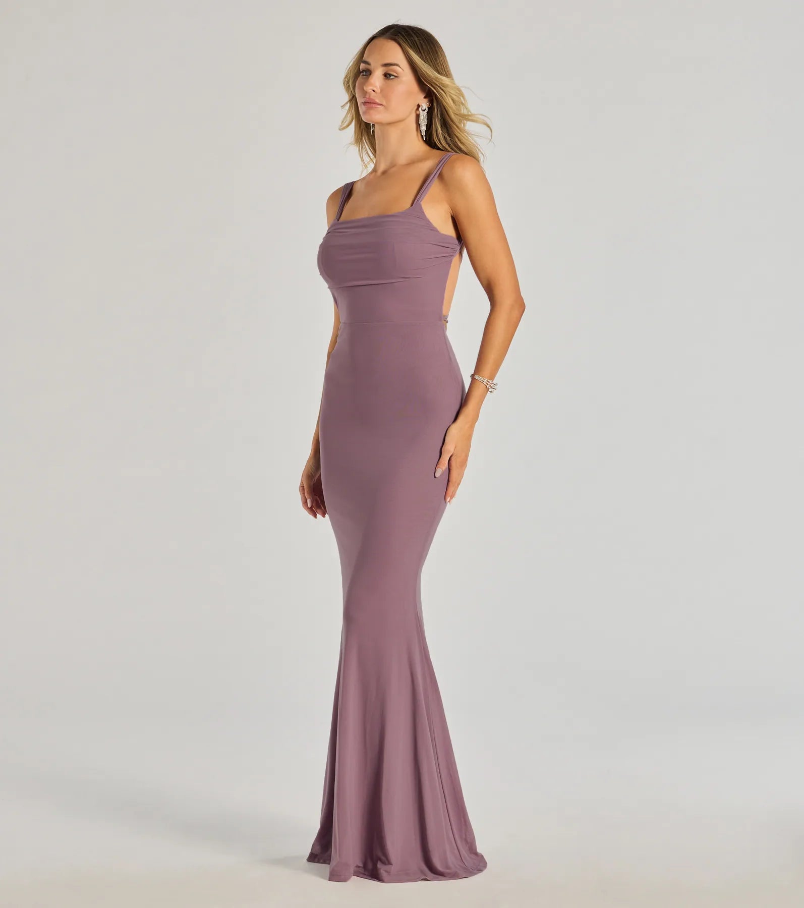 Mishka Strappy Open Back Mesh Mermaid Formal Dress - Image 4