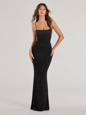 Noa Lace-Up Rhinestone Corset Mermaid Dress