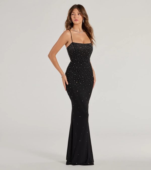 Noa Lace-Up Rhinestone Corset Mermaid Dress - Image 4