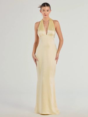 Erika Halter Satin Column Formal Dress