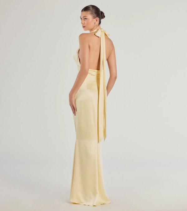 Erika Halter Satin Column Formal Dress - Image 2